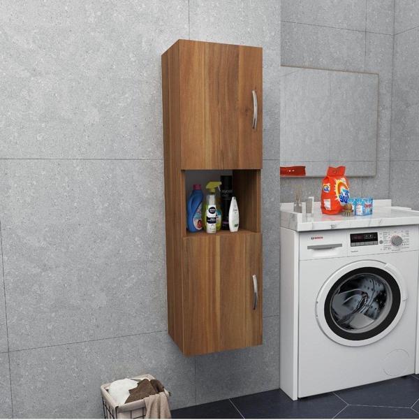 IRMAK DÜNYASI 2 Kapaklı Bölmeli Banyo Asma Boy Dolabı 2 kapılı Çok Amaçlı Duvara Monteli Dolap - Image 1
