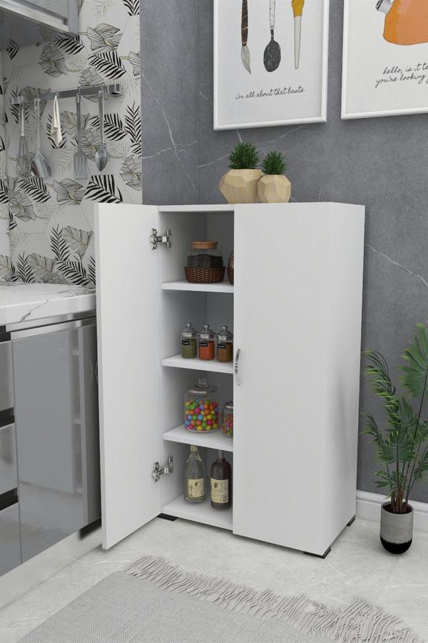 IRMAK DÜNYASI Irmak Çok Amaçlı Dolap 2 Kapaklı 4 Raflı Mutfak Ayakkabılık Elbise Erzak Kiler Hol Banyo Dolabı - Image 1