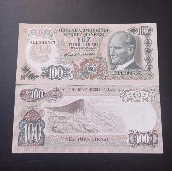 Escoines Koleksiyon 3996367e2260ea2c4e D11 Serisi 6.Emisyon 100Türk Lirası ÇİL eski kağıt para - Image 1