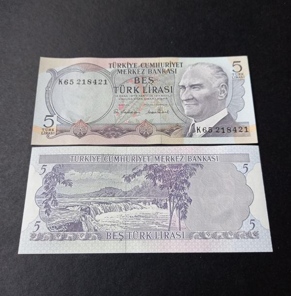 Escoines Koleksiyon 3996367e227110b08a 6.Emisyon 5türk lirası K65 serisi ÇİL eski para Deste içinden - Image 1