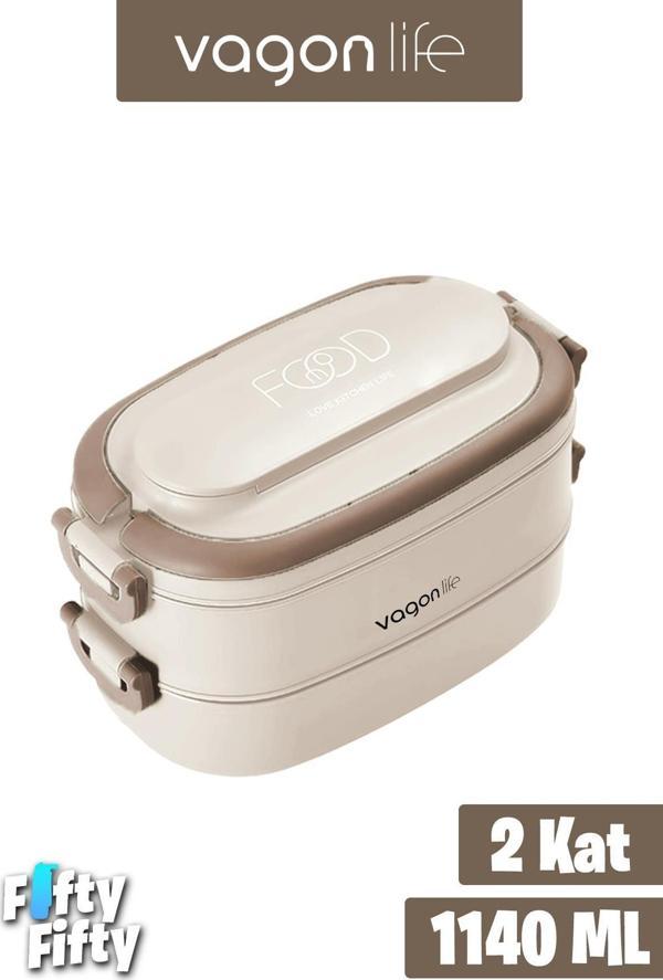 Vagonlife 1140 ML 2 Kat Paslanmaz Çelik Çorba Kaseli Bento Lunch Box Yeni Nesil Sefer Tası -FFLBOX10403 - Image 1