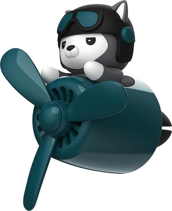 Pervaneli Turkuaz Klima Süsü Oto Koku Klipsi Pilot Gri Kedi Araba Hava Ferahlatıcı Maskot - Image 1