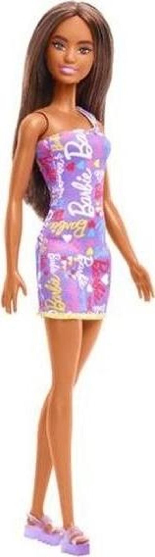 Barbie Mor Elbiseli Şık Bebek Esmer - Image 1