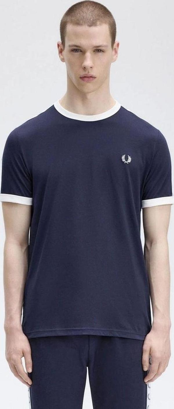 Fred Parry Erkek Lacvert Logo Detaylı T-shirt - Image 1