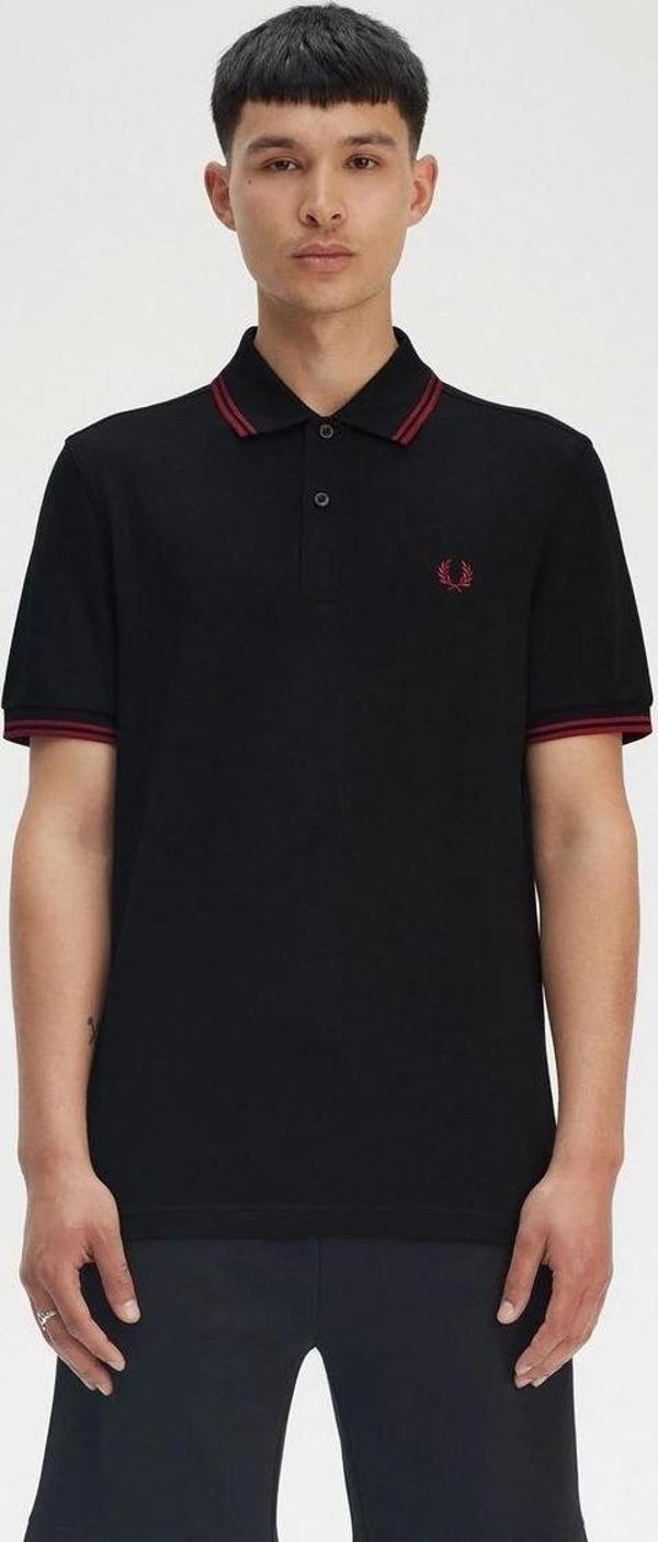 Fred Parry Erkek Siyah Polo Yaka T-shirt - Image 1