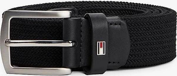 Tommy Hilfiger Erkek  Siyah Kare Tokalı Dokulu Kemer - Image 1