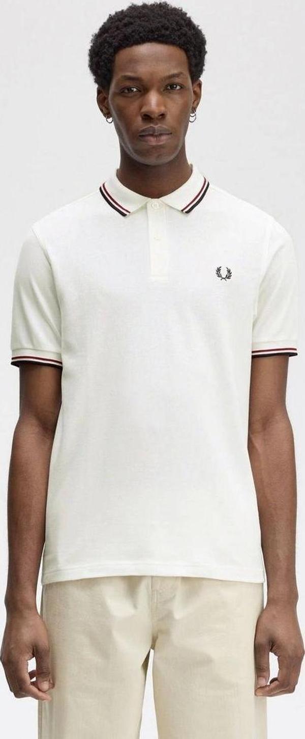 Fred Parry Erkek Beyaz Polo Yaka T-shirt - Image 1