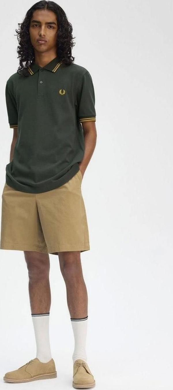 Fred Parry Erkek Haki Polo Yaka T-shirt - Image 1