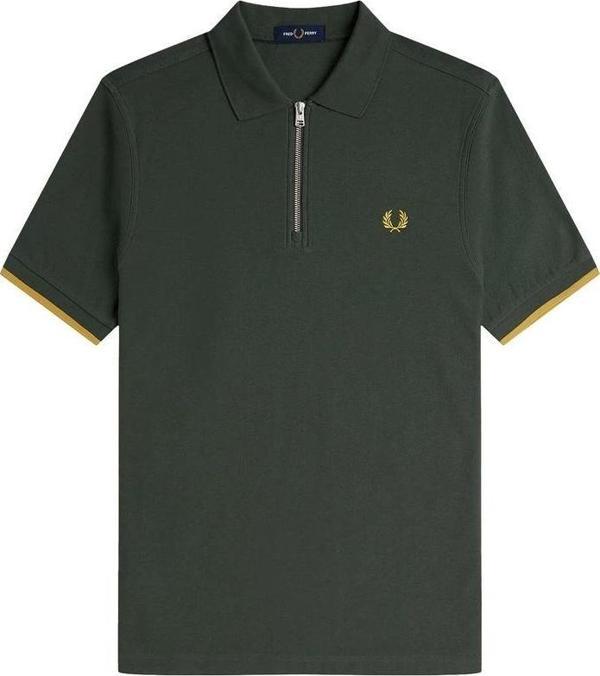 Fred Parry Erkek Haki Logo Detaylı Polo Yaka T-shirt - Image 1