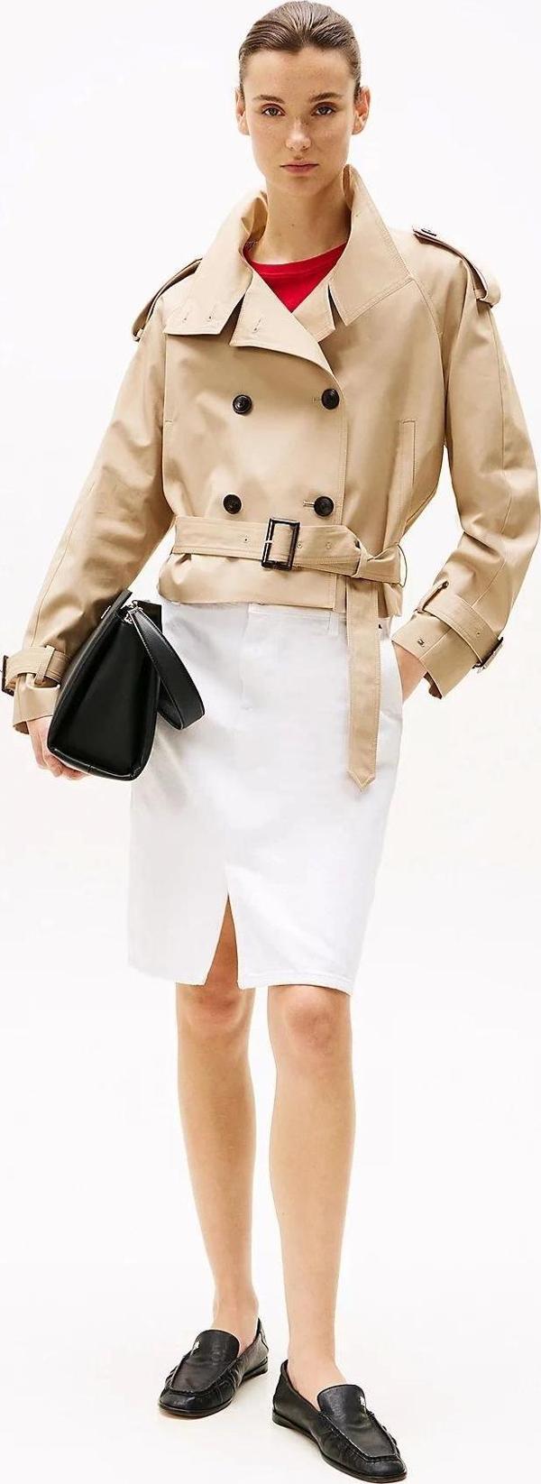 Tommy Hilfiger Kadın  Kısa Kahverengi Trençkot - Image 1