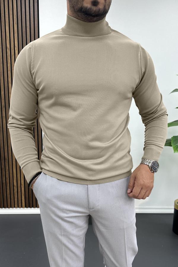 Erkek Boğazlı Kazak Bej Edw204 - Image 1