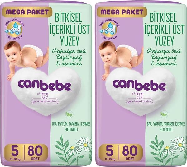 Canbebe Bebek Bezi Mega Paket Junior 5 Beden (11-18kg) 80 li x 2 Adet - Image 1
