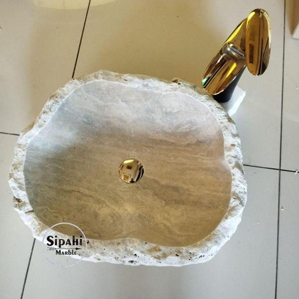 Sipahi Marble Traverten Şekilsiz Tasarım Lavabo - Image 1