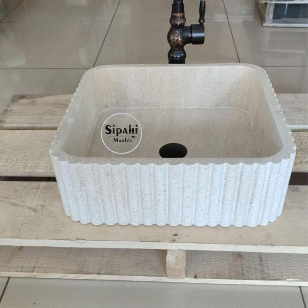 Sipahi Marble Bej Mermer Tasarım Lavabo - Image 1