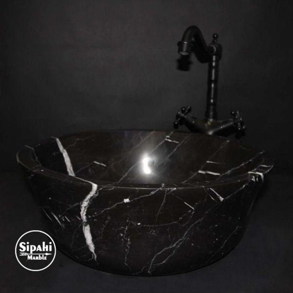 Sipahi Marble Toros Siyah Mermer Dizayn Çanak Lavabo - Image 1