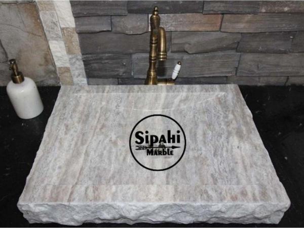 Sipahi Marble Gümüş Traverten Patlatma Lavabo - Image 1