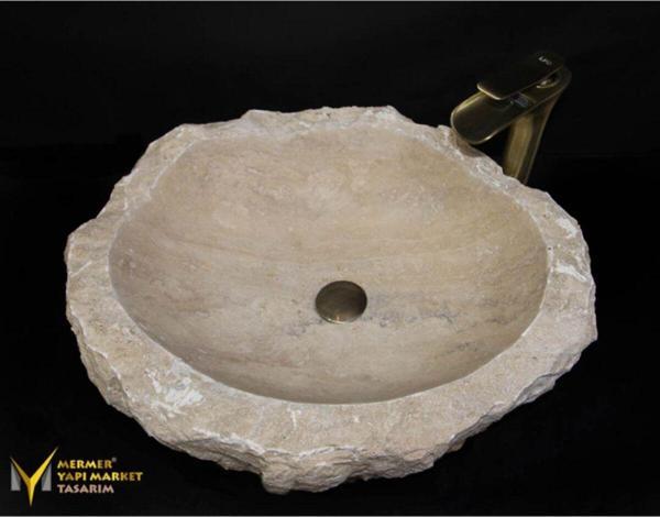 Sipahi Marble Traverten Kaya Lavabo - Image 1