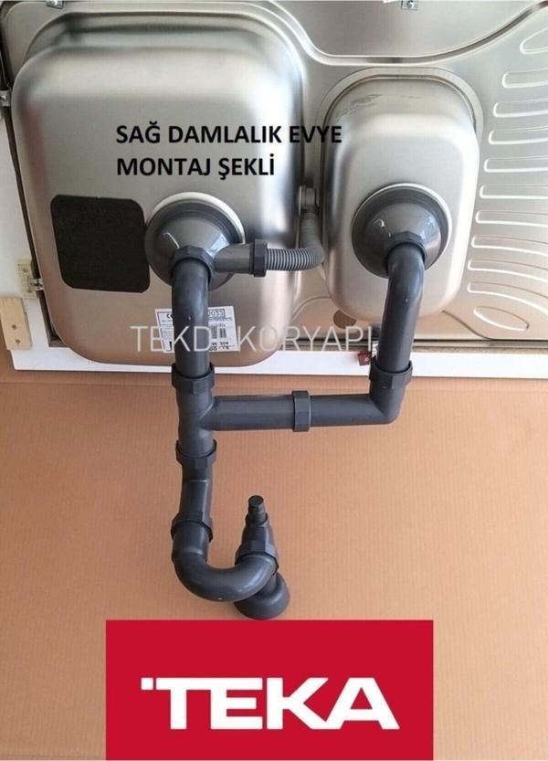 Peramıcs Kitchen Technology & Hardware Teka Franke Uyumlu 1,5 Göz Taşmalı Evye Sifon Takımı - Image 1
