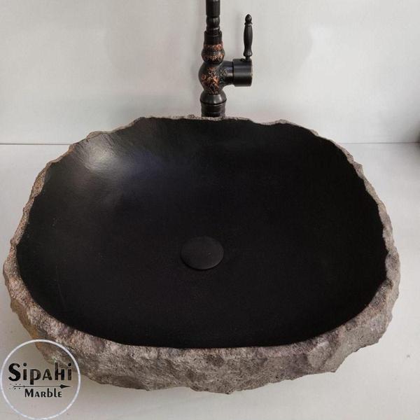 Sipahi Marble Bazalt Şekilsiz Tasarım Lavabo - Image 1