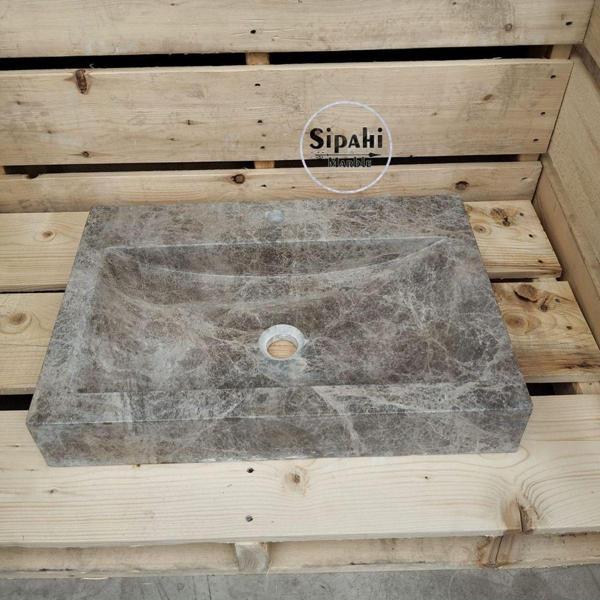 Sipahi Marble Dark Emperador Tek Batarya Çıkışlı Lavabo - Image 1