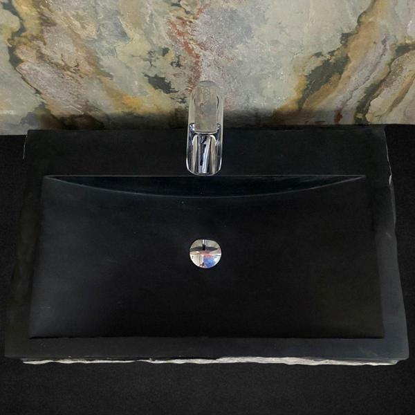 Sipahi Marble Bazalt Dışı Dalgalı Patlatma Batarya Çıkışlı Lavabo - Image 1