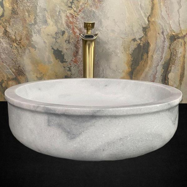 Sipahi Marble Afyon Bulutlu Kalın Kenar Yuvarlak Lavabo - Image 1