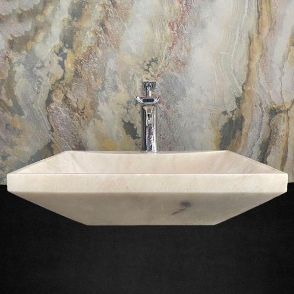 Sipahi Marble Afyon Sarılı Batarya Çıkışlı Dikdörtgen Lavabo - Image 1