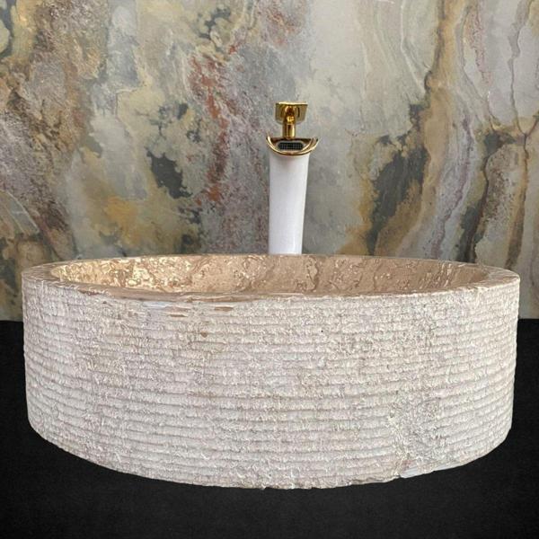 Sipahi Marble Noche Traverten Dışı Taramalı Iç Dizayn Lavabo - Image 1