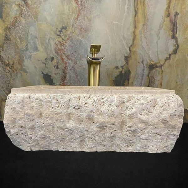 Sipahi Marble Traverten Dışı Patlatma Dikdörtgen Modern Lavabo - Image 1