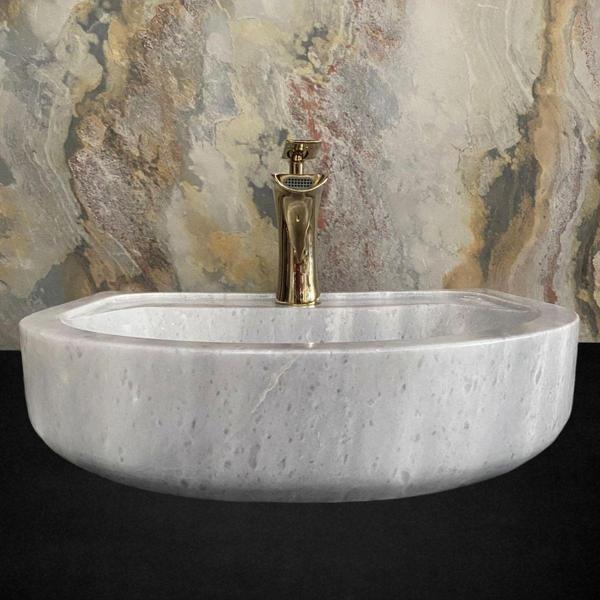 Sipahi Marble Afyon Bulutlu Batarya Çıkışlı Geniş Lavabo - Image 1