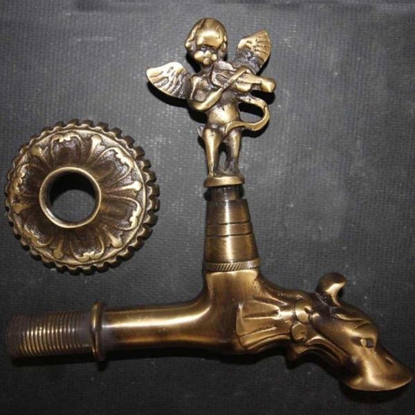 Sipahi Marble Antik Eskitme Melek Figürlü Musluk - Ejderha Başlı - Image 1