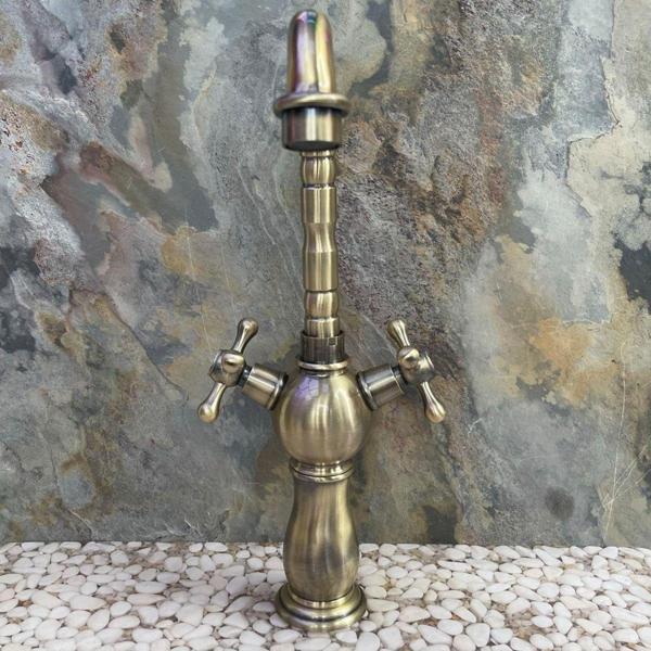 Sipahi Marble Antik Çanak Lavabo Bataryası - Çift Kollu Modern - Image 1