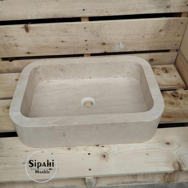 Sipahi Marble Kalın Kenar Liğht Traverten Lavabo - Image 1