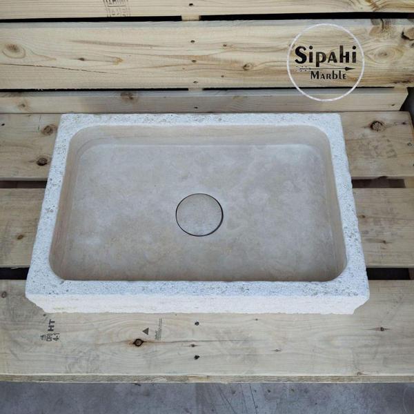 Sipahi Marble Klasik Traverten Gizli Giderli Lavabo - Image 1
