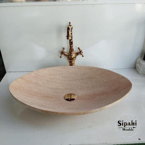 Sipahi Marble Traverten Kayık Lavabo - Image 1