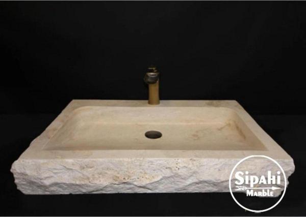 Sipahi Marble Traverten Eğimli Batarya Çıkışlı Lavabo - Image 1