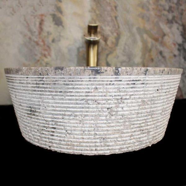 Sipahi Marble Gümüş Traverten Dışı Yatay Patlama Lavabo - Image 1