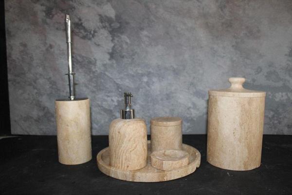Sipahi Marble Traverten 7 Parça Banyo Seti - Image 1