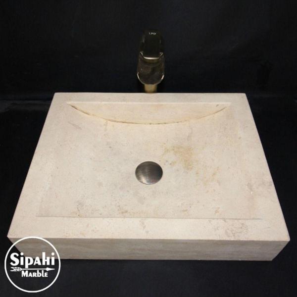 Sipahi Marble Klasik Traverten Kare Lavabo - Image 1