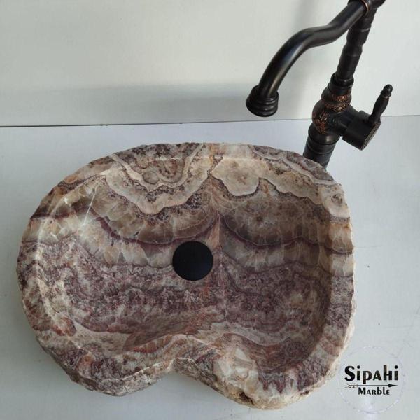 Sipahi Marble Kırmızı Onyx Şekilsiz Lavabo - Image 1