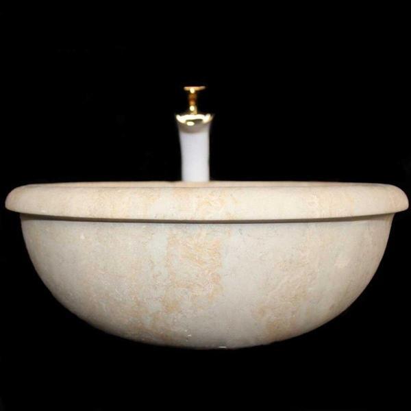 Sipahi Marble Traverten Çemberli Yuvarlak Lavabo - Image 1