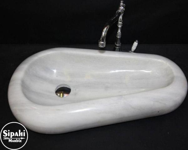En Trend 16 Beyaz Mermer Çakıl Tasarım Lavabo - Image 1