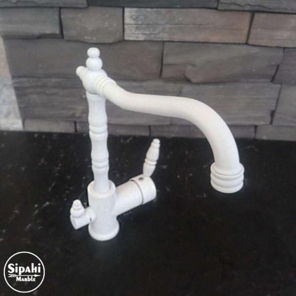 Sipahi Marble Beyaz Arıtmalı Rustik Batarya - Image 1