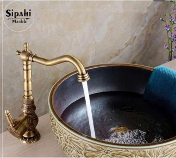 Sipahi Marble Antik İşlemeli Kısa Lavabo Bataryası - Image 1