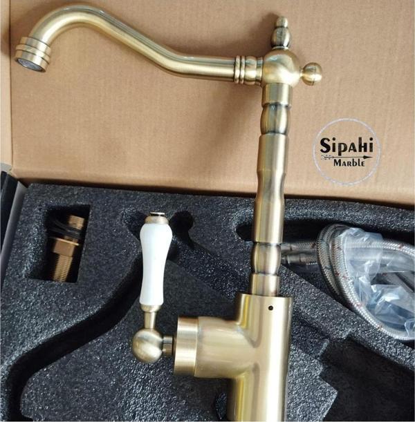 Sipahi Marble Antik Seramik Detay Lavabo Bataryası - Image 1