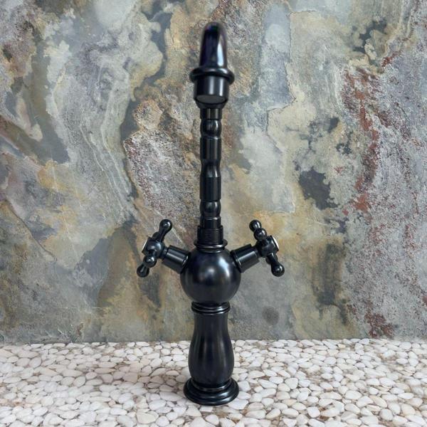 Sipahi Marble Siyah Çanak Lavabo Bataryası-Çift Kollu Modern - Image 1