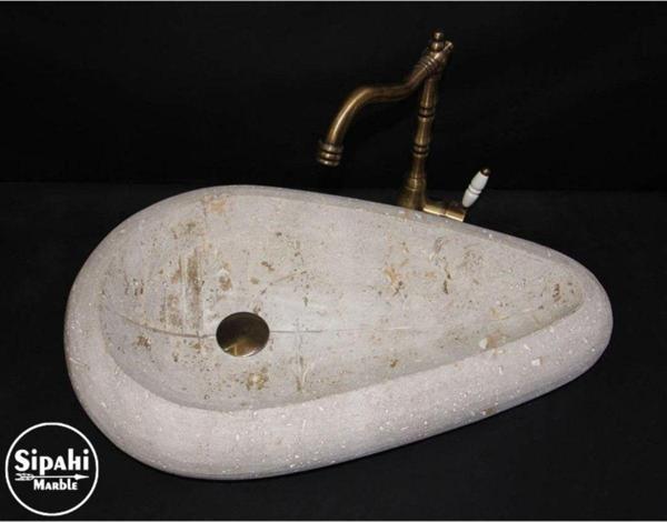 Mym Mermer Yapı Market Ham Traverten Çakıl Lavabo - Image 1