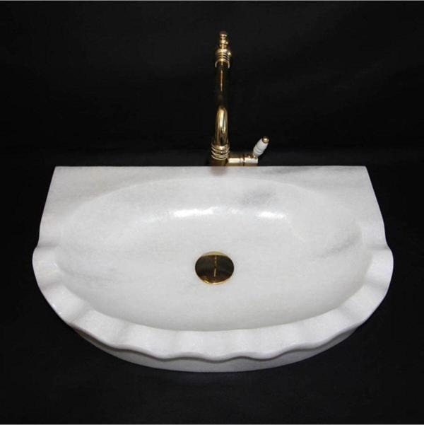 Mym Mermer Yapı Market Kristal Beyaz Fırfırlı Lavabo - Image 1
