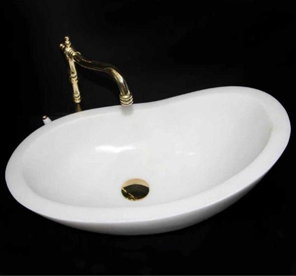 Mym Mermer Yapı Market Kristal Beyaz Gondol Dizayn Lavabo - Image 1