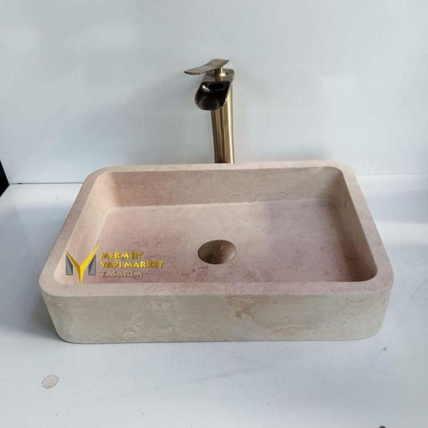 Mym Mermer Yapı Market Traverten Dikdörtgen Lavabo - Image 1